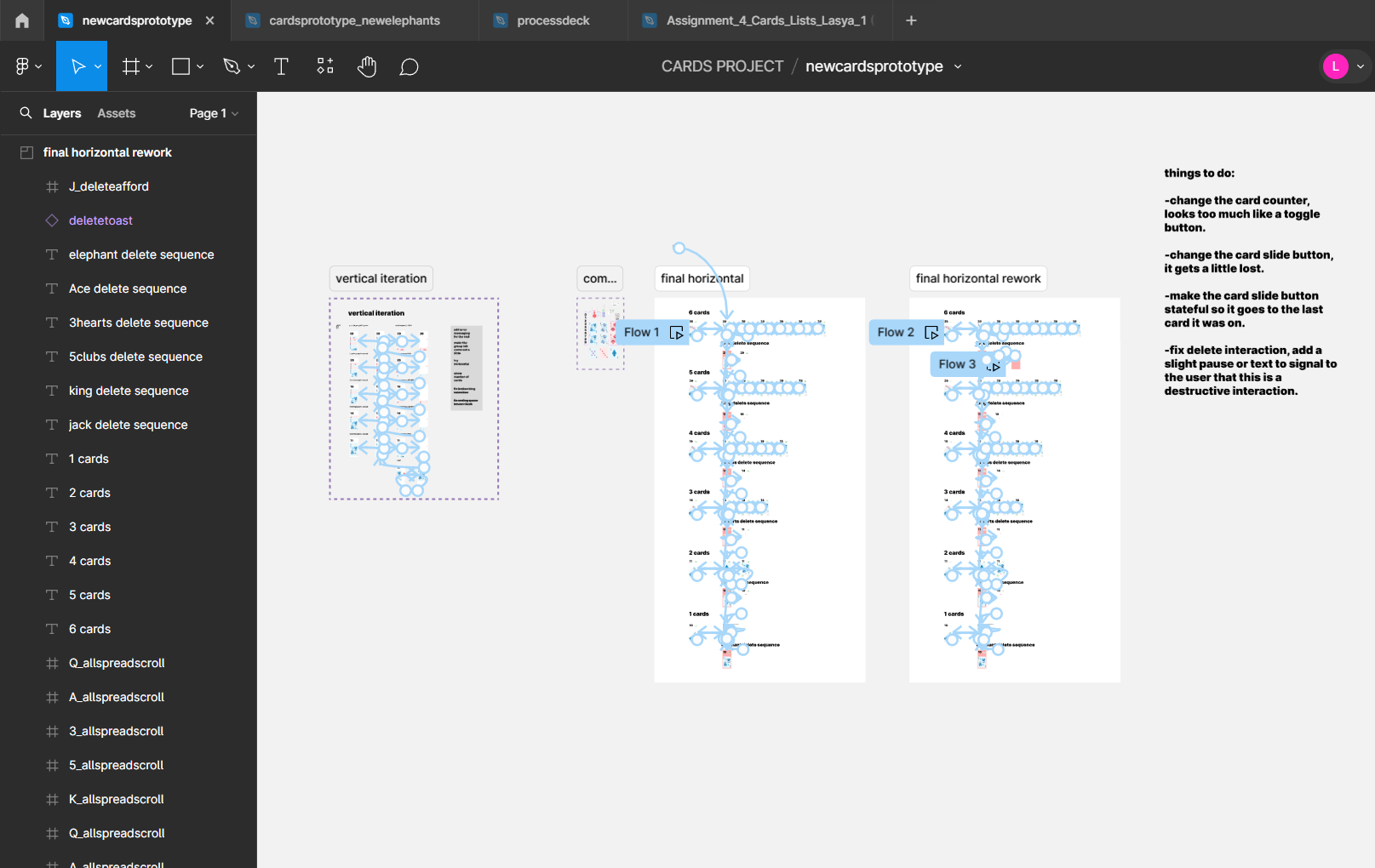 Figma prototype connections showing the full interaction flow