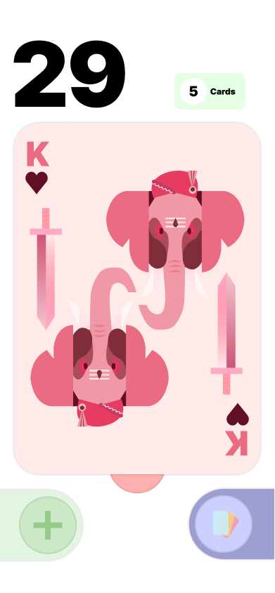 Add card screen showing King of hearts